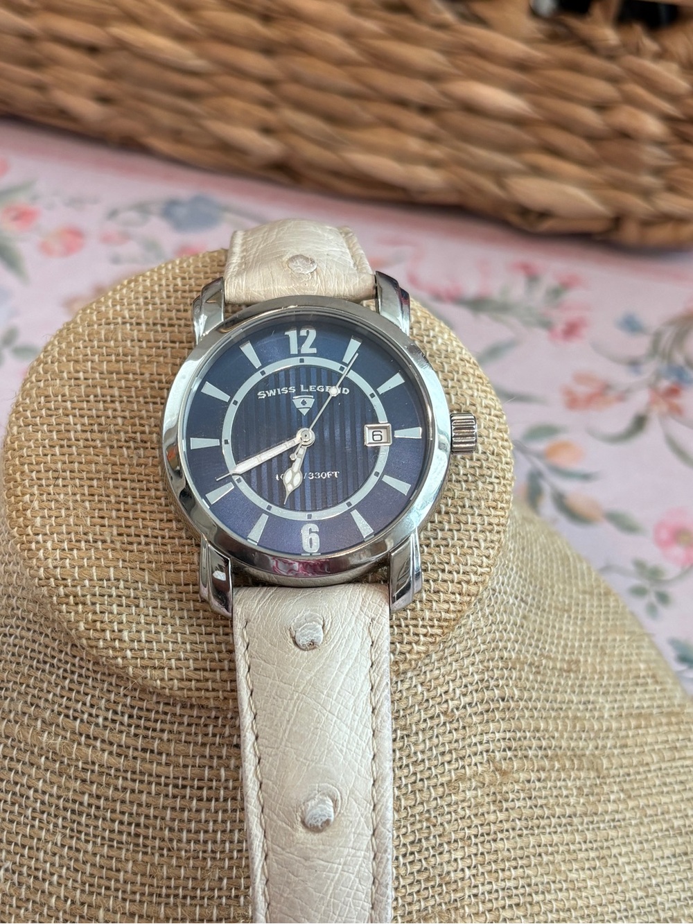 Swiss Legend Crusader wristwatch with a textured blue dial. New Battery.